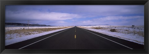 Framed Winter highway passing through a landscape, New Mexico, USA Print