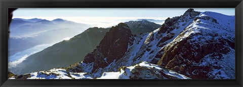 Framed Snowcapped mountain range, The Cobbler (Ben Arthur), Arrochar, Argyll And Bute, Scotland Print