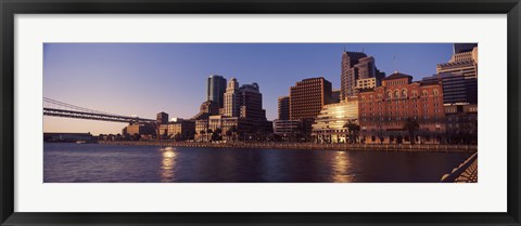 Framed Skyscrapers and Bay Bridge at sunset, San Francisco Bay, San Francisco, California, USA 2012 Print