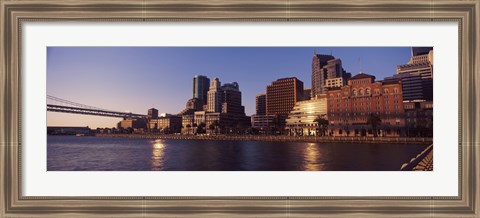 Framed Skyscrapers and Bay Bridge at sunset, San Francisco Bay, San Francisco, California, USA 2012 Print