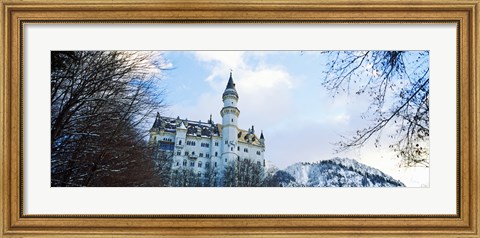 Framed Low angle view of the Neuschwanstein Castle in winter, Bavaria, Germany Print