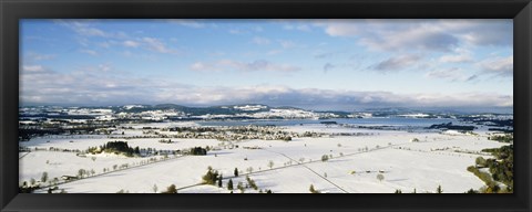 Framed Snow covered landscape, view from Neuschwanstein Castle, Fussen, Bavaria, Germany Print