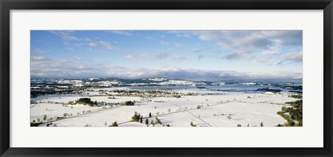 Framed Snow covered landscape, view from Neuschwanstein Castle, Fussen, Bavaria, Germany Print