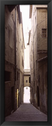 Framed Narrow alley with old buildings, Siena, Siena Province, Tuscany, Italy Print