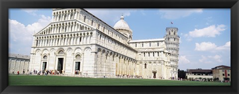 Framed Tower with a cathedral, Leaning Tower Of Pisa, Pisa Cathedral, Piazza Dei Miracoli, Pisa, Tuscany, Italy Print