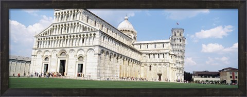 Framed Tower with a cathedral, Leaning Tower Of Pisa, Pisa Cathedral, Piazza Dei Miracoli, Pisa, Tuscany, Italy Print