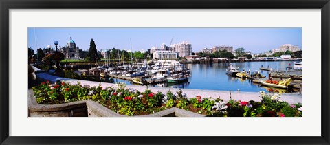 Framed Boats at Inner Harbor with Parliament Building in the background, Victoria, British Columbia, Canada Print