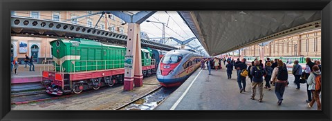 Framed Bullet train at a railroad station, St. Petersburg, Russia Print