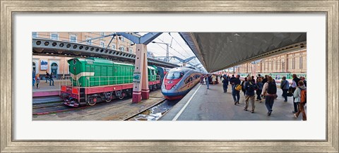 Framed Bullet train at a railroad station, St. Petersburg, Russia Print
