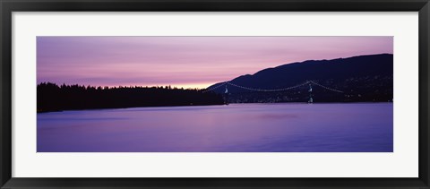 Framed Lions Gate Bridge at dusk, Vancouver, British Columbia, Canada Print