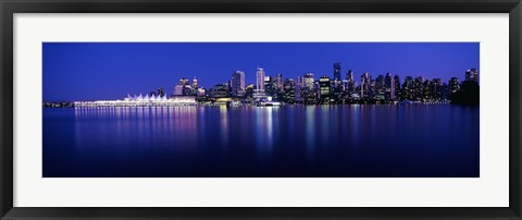 Framed Vancouver skyline at night, British Columbia, Canada Print