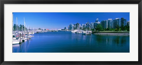 Framed Boats at a marina, Vancouver, British Columbia, Canada Print