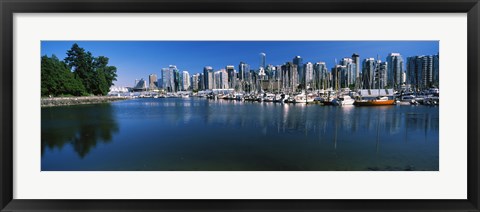 Framed Marina with city at waterfront, Vancouver, British Columbia, Canada 2013 Print