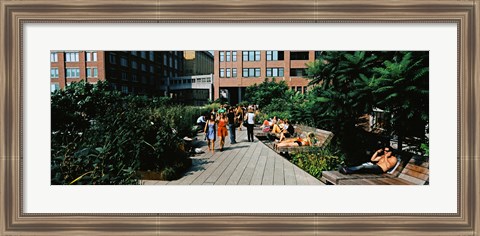 Framed Tourists in an elevated park, High Line, New York City, New York State Print