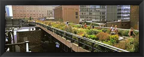 Framed Tourists in an elevated park, High Line, Manhattan, New York City, New York State, USA Print