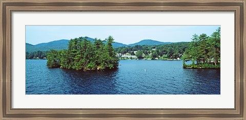 Framed Wooded island, Lake George, New York State, USA Print