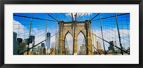 Framed Brooklyn Bridge with Freedom Tower, New York City, New York State Print