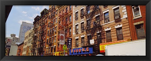 Framed Buildings in a street, Mott Street, Chinatown, Manhattan, New York City, New York State Print