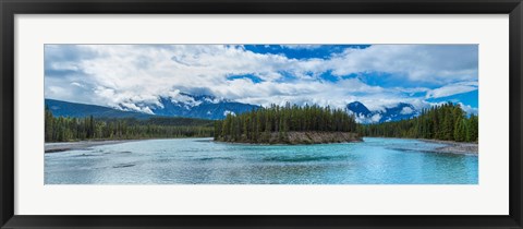 Framed Clouds over mountains, Athabasca River, Icefields Parkway, Jasper National Park, Alberta, Canada Print