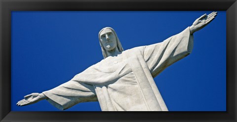 Framed Low angle view of the Christ The Redeemer, Corcovado, Rio De Janeiro, Brazil Print