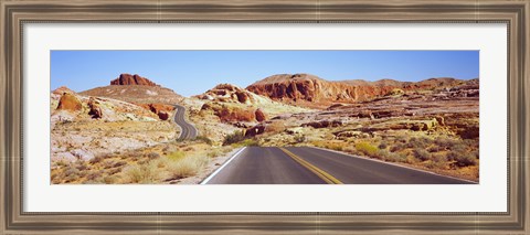 Framed Road passing through the Valley of Fire State Park, Nevada, USA Print