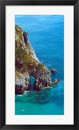 Framed High angle view of cliff at the coast, Crozon, Finistere, Brittany, France Print