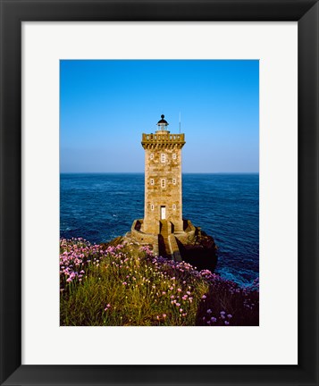 Framed Lighthouse at the coast, Kermorvan Lighthouse, Finistere, Brittany, France Print