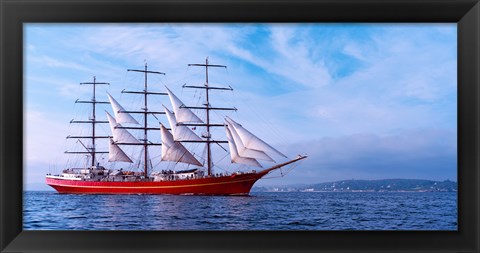 Framed Tall ship regatta in the Baie De Douarnenez, Finistere, Brittany, France Print