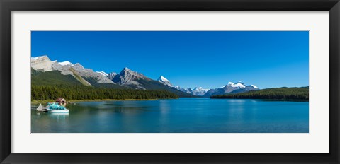 Framed Lake with mountains in the background, Maligne Lake, Jasper National Park, Alberta, Canada Print