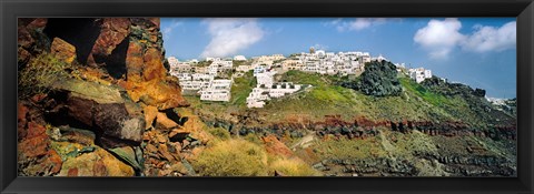 Framed Houses on a hill, Santorini, Greece Print