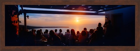 Framed People looking at sunset, Santorini, Cyclades Islands, Greece Print