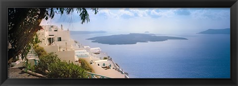 Framed Dwellings along cliff, Santorini, Greece Print