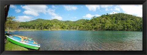 Framed Rowboats in a pond, Las Terrazas, Pinar Del Rio Province, Cuba Print