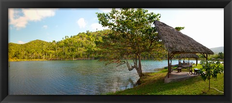 Framed Picnic area at pond, Las Terrazas, Pinar Del Rio Province, Cuba Print