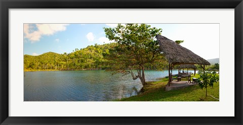 Framed Picnic area at pond, Las Terrazas, Pinar Del Rio Province, Cuba Print