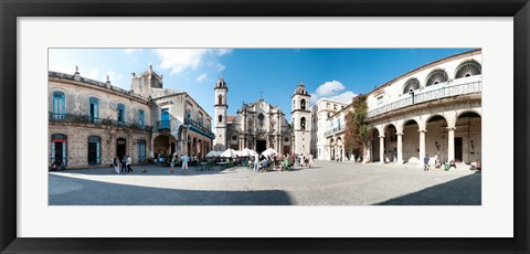 Framed Facade of a cathedral, Plaza De La Catedral, Old Havana, Havana, Cuba Print