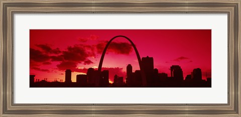 Framed Gateway Arch with city skyline at sunset, St. Louis, Missouri Print