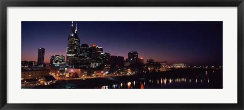 Framed Skylines at night along Cumberland River, Nashville, Tennessee, USA 2013 Print