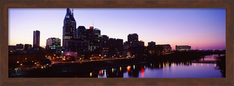 Framed Skylines at dusk along Cumberland River, Nashville, Tennessee, USA 2013 Print