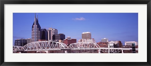 Framed Shelby Street Bridge with downtown skyline in background, Nashville, Tennessee, USA 2013 Print