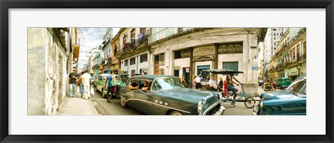 Framed Old cars on a street, Havana, Cuba Print