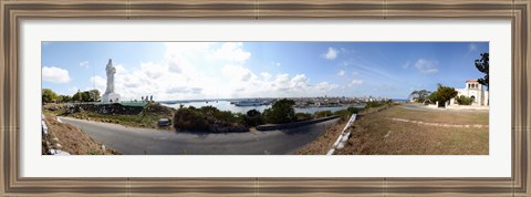 Framed Road view with the Statue of Jesus Christ, Havana, Cuba Print