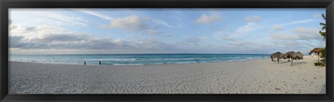 Framed Sunshades on the beach, Varadero Beach, Varadero, Matanzas, Cuba Print