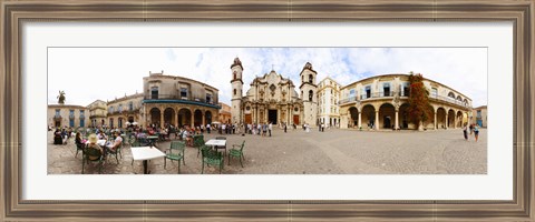 Framed People at Plaza De La Catedral, Cathedral of Havana, Havana, Cuba Print