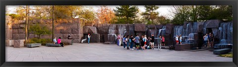 Framed Tourists at Franklin Delano Roosevelt Memorial, Washington DC, USA Print