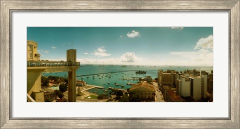 Framed Buildings on the coast, Lacerda Elevator, Pelourinho, Salvador, Bahia, Brazil Print