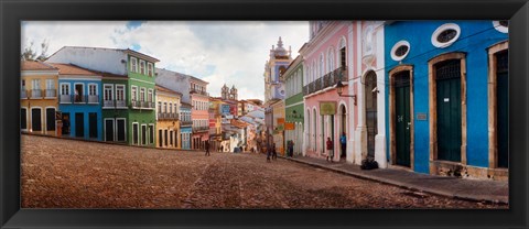 Framed Colorful buildings, Pelourinho, Salvador, Bahia, Brazil Print