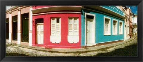 Framed Houses along a street in a city, Pelourinho, Salvador, Bahia, Brazil Print