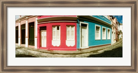 Framed Houses along a street in a city, Pelourinho, Salvador, Bahia, Brazil Print