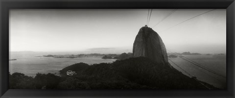 Framed Sugarloaf Mountain at sunset, Rio de Janeiro, Brazil (black and white) Print